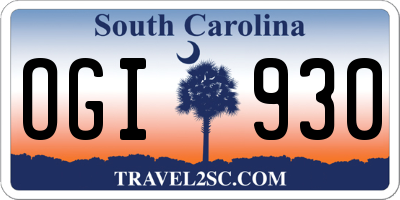 SC license plate OGI930