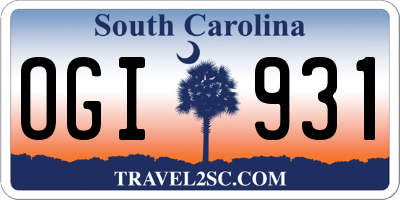 SC license plate OGI931