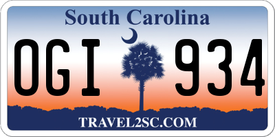 SC license plate OGI934