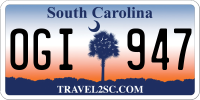 SC license plate OGI947