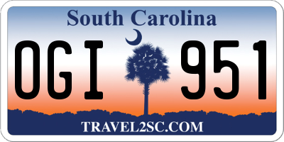 SC license plate OGI951