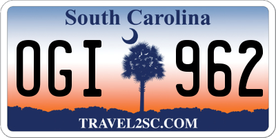 SC license plate OGI962