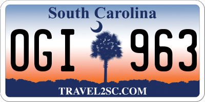 SC license plate OGI963