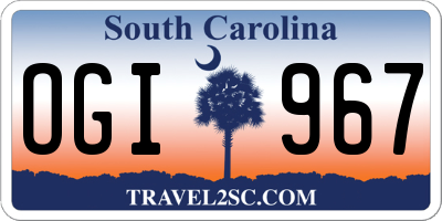 SC license plate OGI967