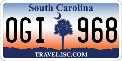 SC license plate OGI968
