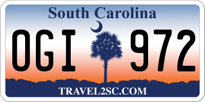 SC license plate OGI972