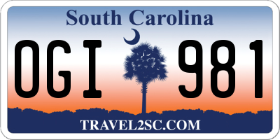 SC license plate OGI981
