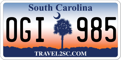 SC license plate OGI985