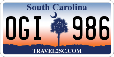 SC license plate OGI986
