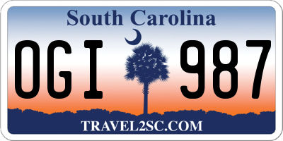 SC license plate OGI987