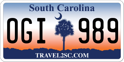 SC license plate OGI989