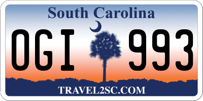 SC license plate OGI993