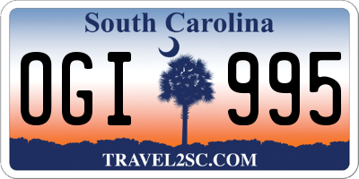 SC license plate OGI995