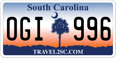 SC license plate OGI996