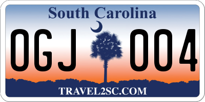 SC license plate OGJ004