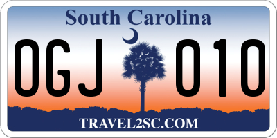 SC license plate OGJ010