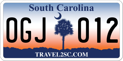 SC license plate OGJ012