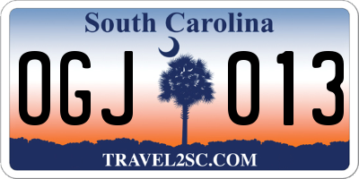SC license plate OGJ013