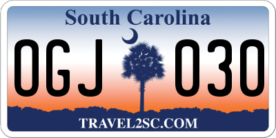 SC license plate OGJ030