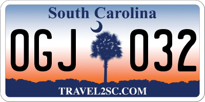 SC license plate OGJ032