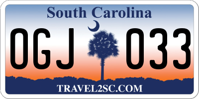 SC license plate OGJ033