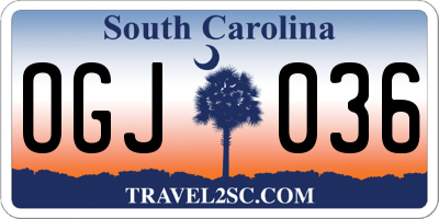 SC license plate OGJ036