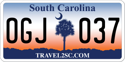 SC license plate OGJ037