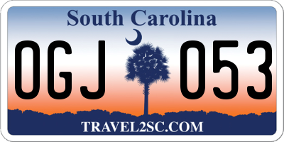 SC license plate OGJ053