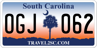 SC license plate OGJ062