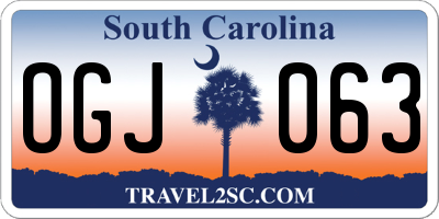 SC license plate OGJ063