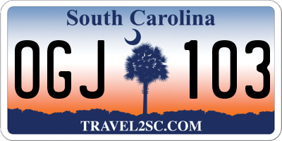 SC license plate OGJ103