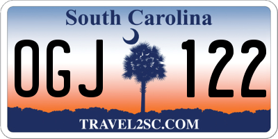 SC license plate OGJ122