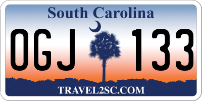 SC license plate OGJ133