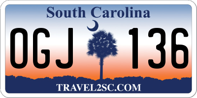 SC license plate OGJ136
