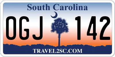 SC license plate OGJ142
