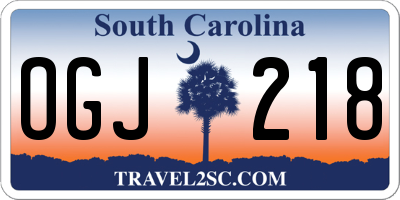 SC license plate OGJ218