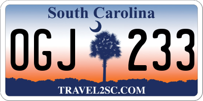 SC license plate OGJ233