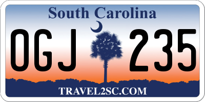 SC license plate OGJ235