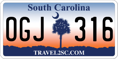 SC license plate OGJ316