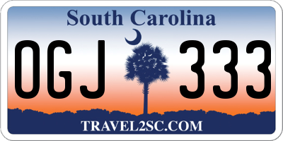 SC license plate OGJ333