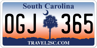 SC license plate OGJ365