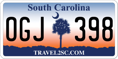 SC license plate OGJ398