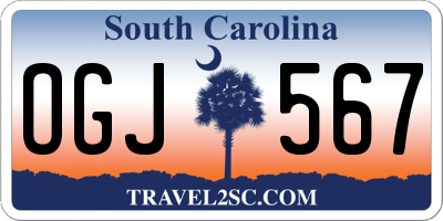 SC license plate OGJ567
