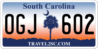 SC license plate OGJ602