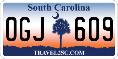 SC license plate OGJ609
