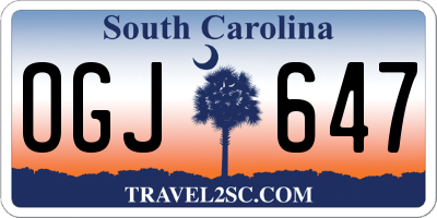 SC license plate OGJ647