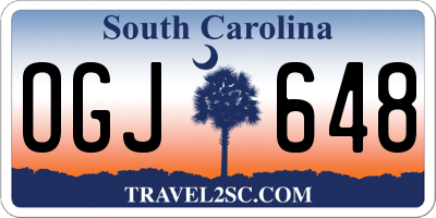 SC license plate OGJ648