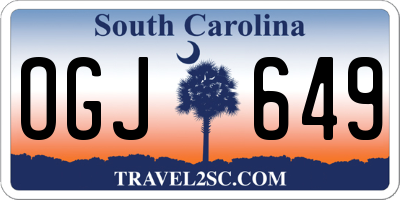 SC license plate OGJ649