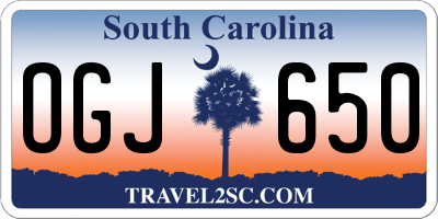 SC license plate OGJ650