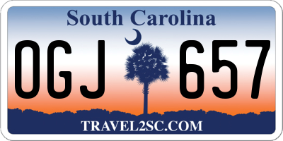 SC license plate OGJ657